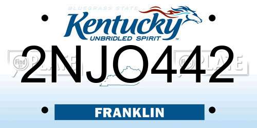 2NJO442 Kentucky License Plate