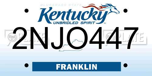 2NJO447 Kentucky License Plate
