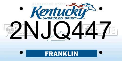2NJQ447 Kentucky License Plate