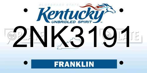 2NK3191 Kentucky License Plate