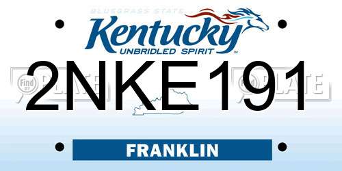 2NKE191 Kentucky License Plate