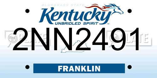 2NN2491 Kentucky License Plate