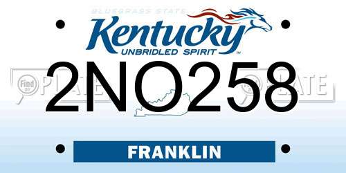 2NO258 Kentucky License Plate