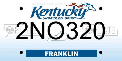 2NO320 Kentucky License Plate