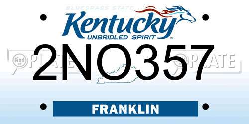 2NO357 Kentucky License Plate