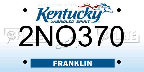 2NO370 Kentucky License Plate