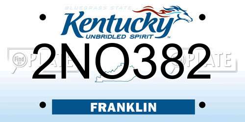 2NO382 Kentucky License Plate