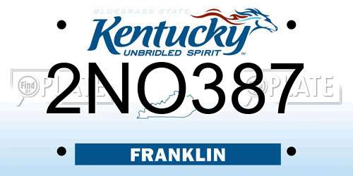 2NO387 Kentucky License Plate