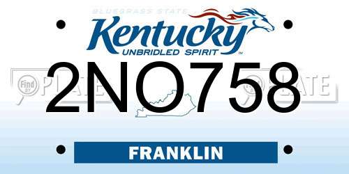 2NO758 Kentucky License Plate