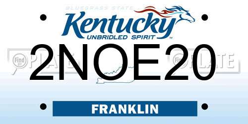 2NOE20 Kentucky License Plate