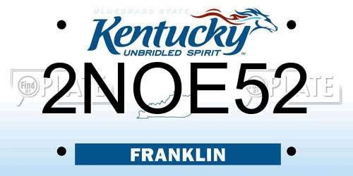 2NOE52 Kentucky License Plate