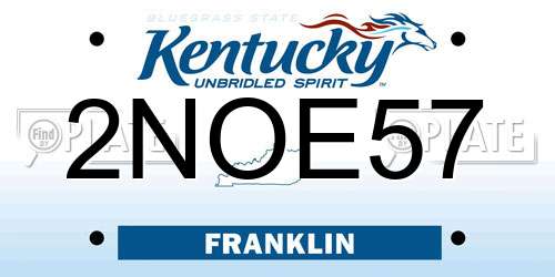 2NOE57 Kentucky License Plate