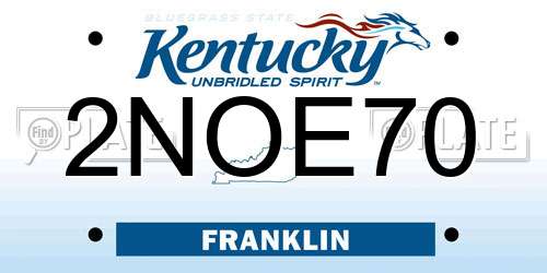 2NOE70 Kentucky License Plate