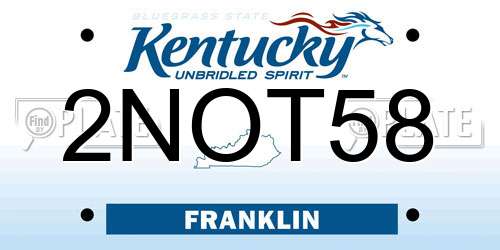 2NOT58 Kentucky License Plate