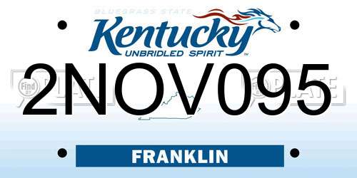 2NOV095 Kentucky License Plate