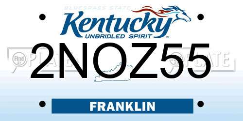 2NOZ55 Kentucky License Plate