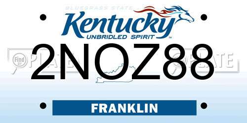 2NOZ88 Kentucky License Plate