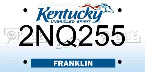 2NQ255 Kentucky License Plate