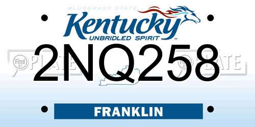 2NQ258 Kentucky License Plate