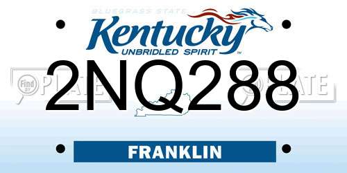 2NQ288 Kentucky License Plate
