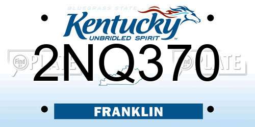 2NQ370 Kentucky License Plate