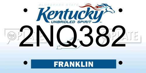 2NQ382 Kentucky License Plate