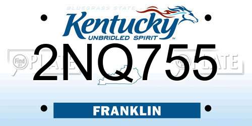 2NQ755 Kentucky License Plate