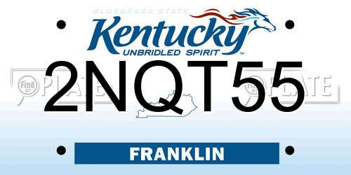 2NQT55 Kentucky License Plate