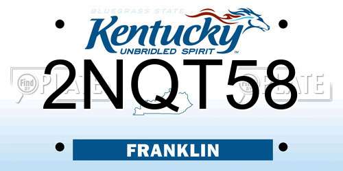 2NQT58 Kentucky License Plate