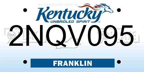 2NQV095 Kentucky License Plate