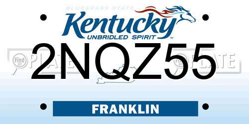 2NQZ55 Kentucky License Plate
