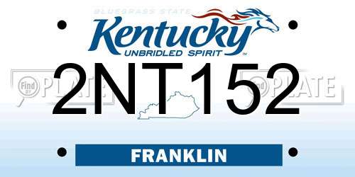 2NT152 Kentucky License Plate