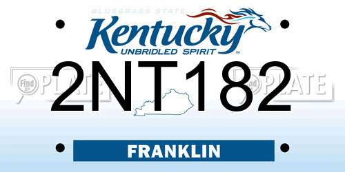 2NT182 Kentucky License Plate