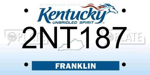 2NT187 Kentucky License Plate