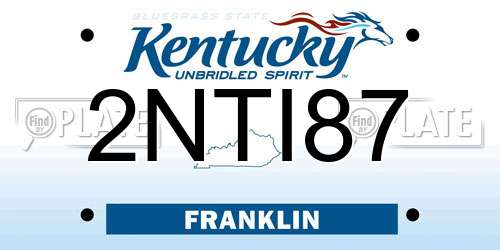 2NTI87 Kentucky License Plate