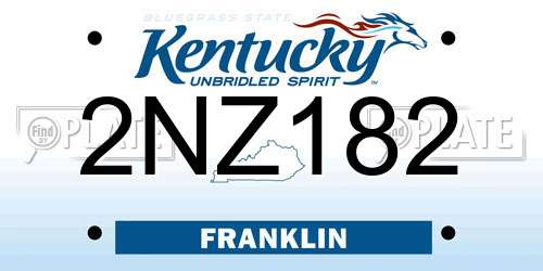 2NZ182 Kentucky License Plate