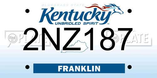 2NZ187 Kentucky License Plate