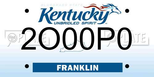 2O00P0 Kentucky License Plate