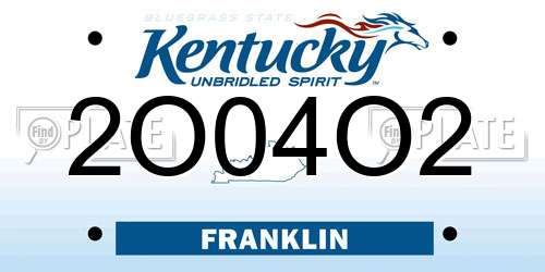 2O04O2 Kentucky License Plate