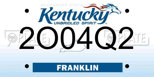 2O04Q2 Kentucky License Plate