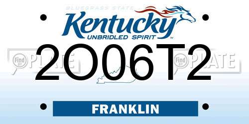 2O06T2 Kentucky License Plate