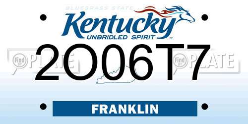 2O06T7 Kentucky License Plate
