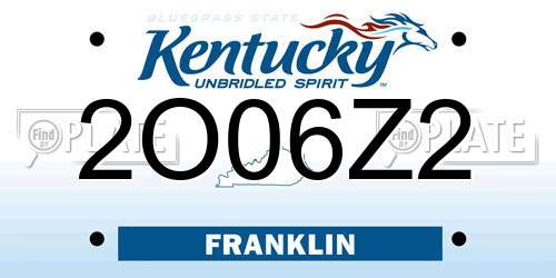 2O06Z2 Kentucky License Plate