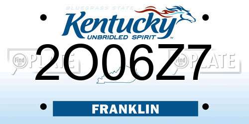 2O06Z7 Kentucky License Plate