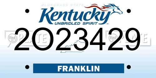 2O23429 Kentucky License Plate
