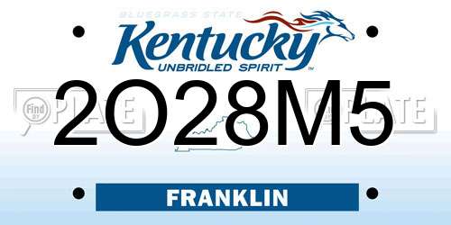 2O28M5 Kentucky License Plate