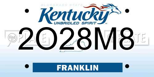 2O28M8 Kentucky License Plate