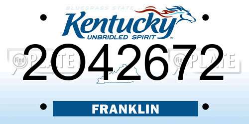 2O42672 Kentucky License Plate