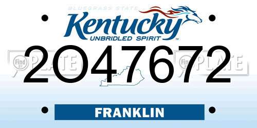 2O47672 Kentucky License Plate