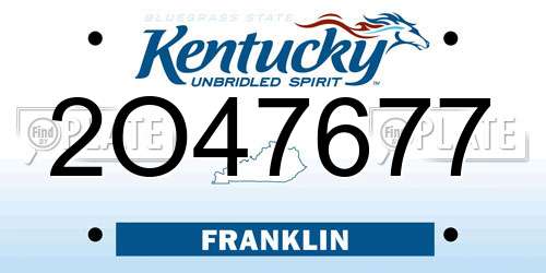 2O47677 Kentucky License Plate